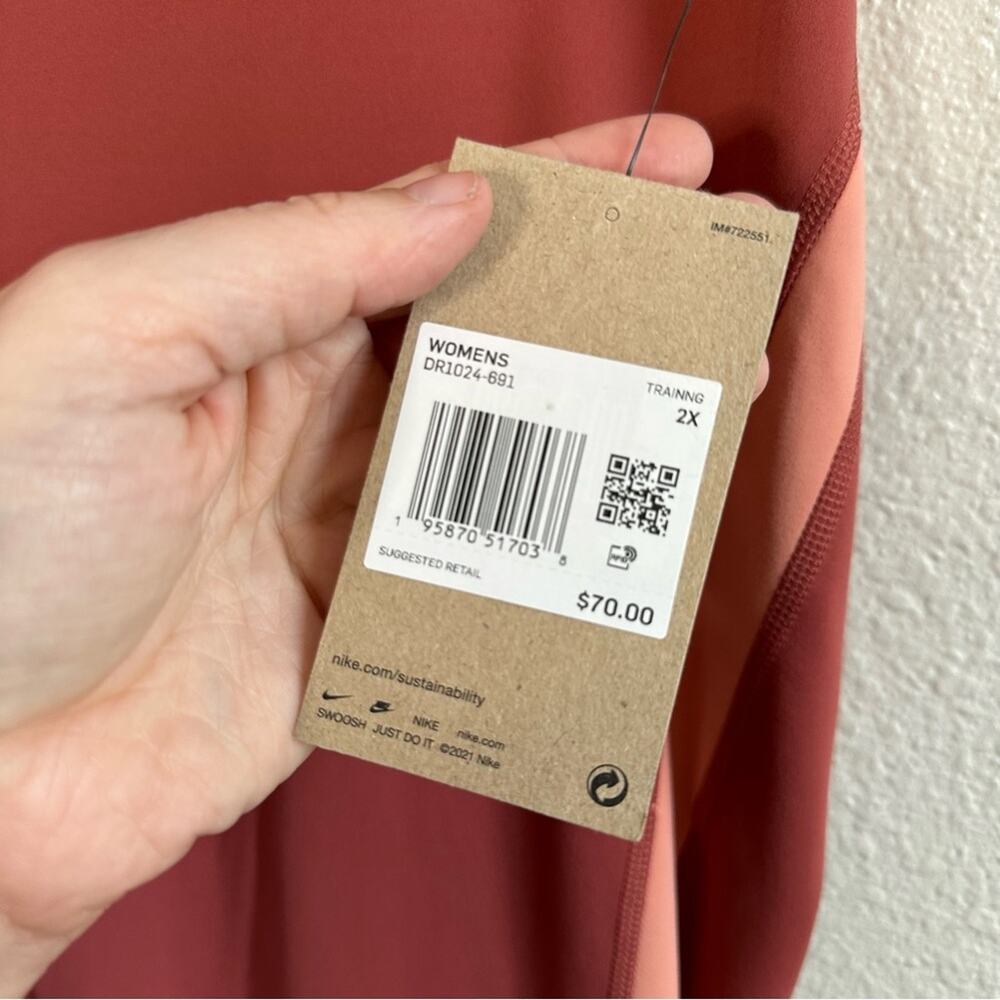 NWT Nike Yoga High Rise 7/8 Length Tight Leggings Rusty Red Pink Women’s Size 2X - Picture 6 of 12